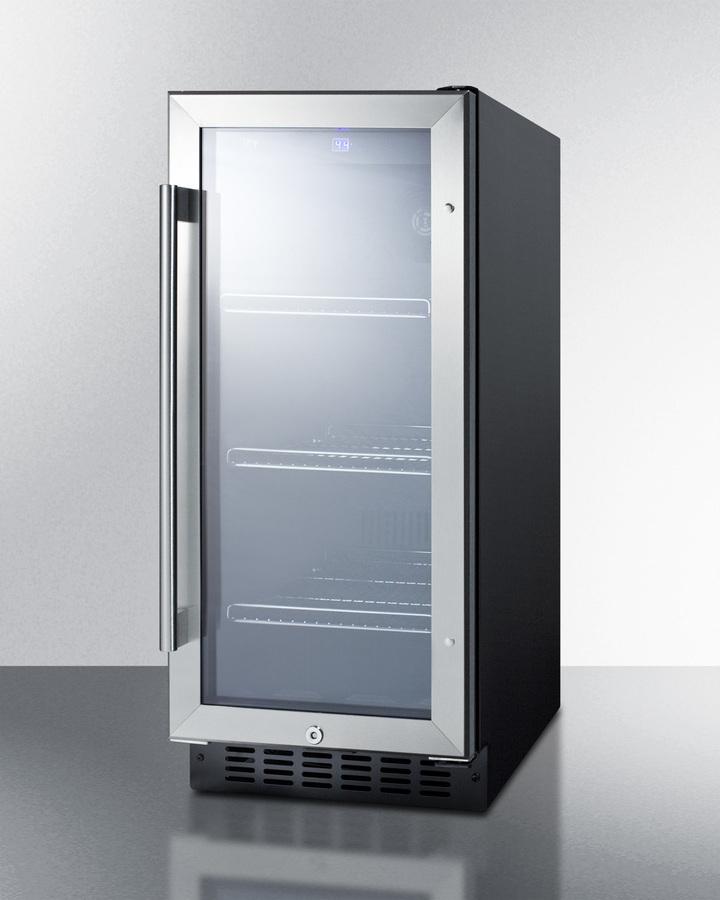 SUMMIT SCR1536BG 15"" Wide Built-in Undercounter Glass Door Beverage Cooler for Home ...