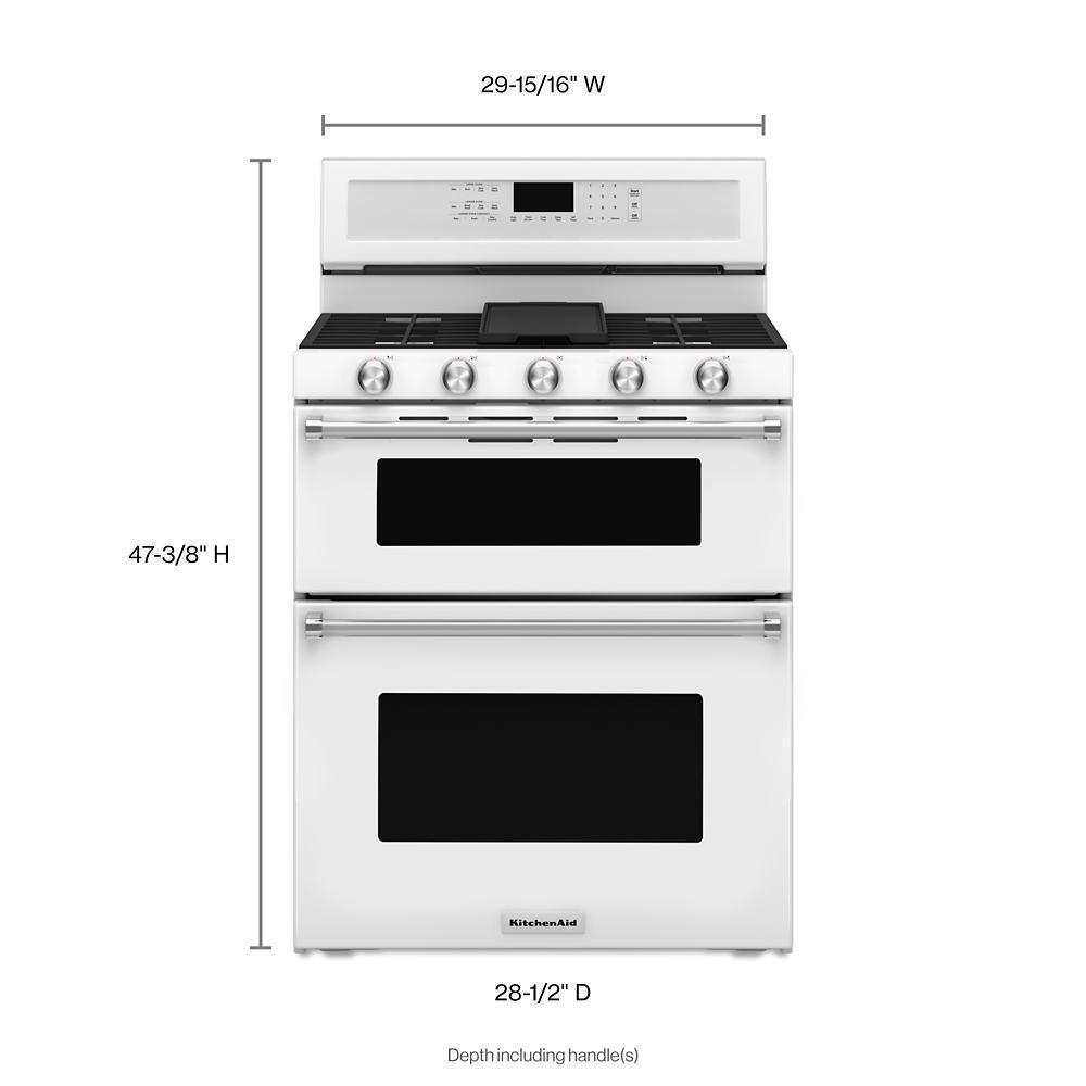 KITCHENAID KFGD500EWH White Kitchenaid 30-inch 5 Burner Gas Double Oven Convection Range