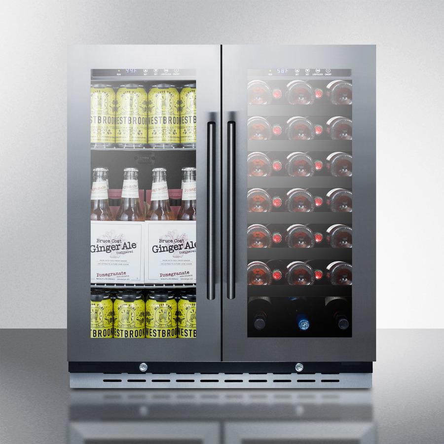 SUMMIT SWBV3067B 30"" Wide Built-in Undercounter Dual Zone Wine and Craft Beer COOLER...