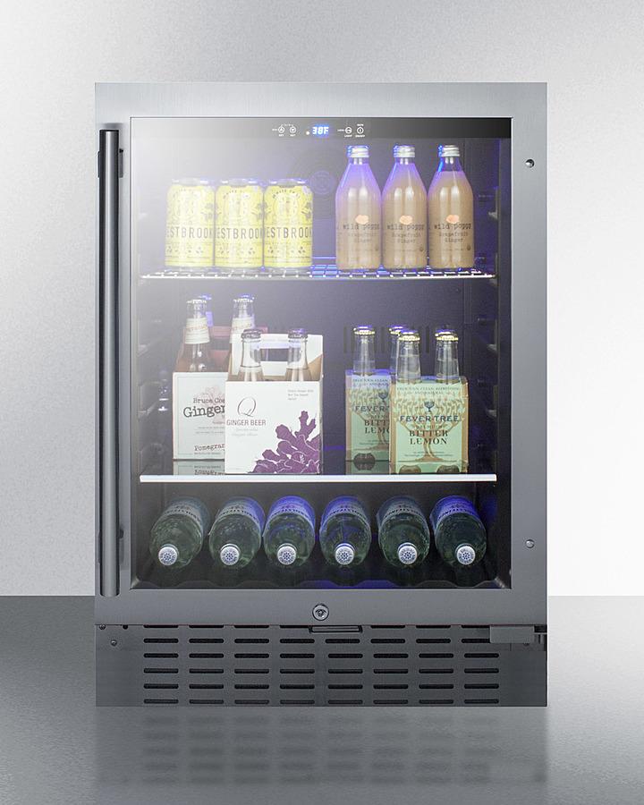 SUMMIT SCR2466B Commercially Approved 24"" Wide Built-in Beverage Refrigerator With ...