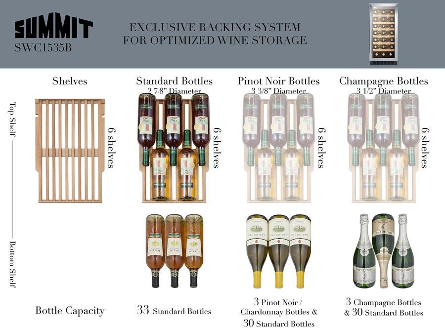 SUMMIT SWC1535B 15"" Wide Wine Cellar for Built-in or Freestanding Use, With DIGITAL...