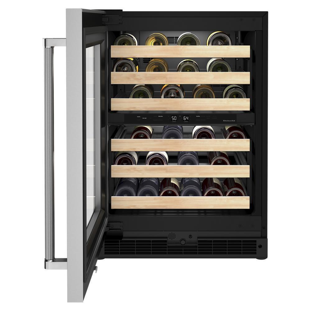 KITCHENAID KUWL214KSB 24"" Undercounter Wine Cellar With Glass Door and Wood-front Racks -...