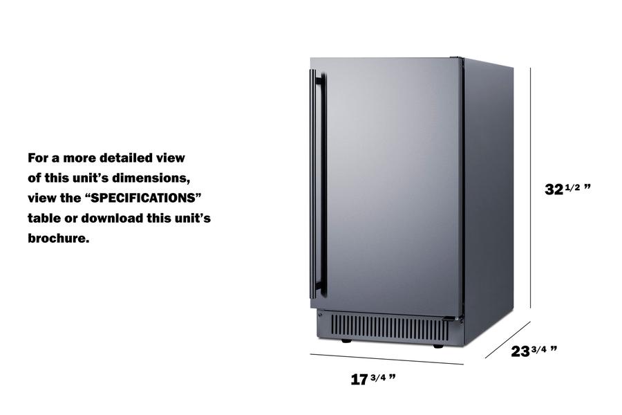 SUMMIT BIM182ADA Summit 18"" Wide Clear Icemaker, Ada Compliant