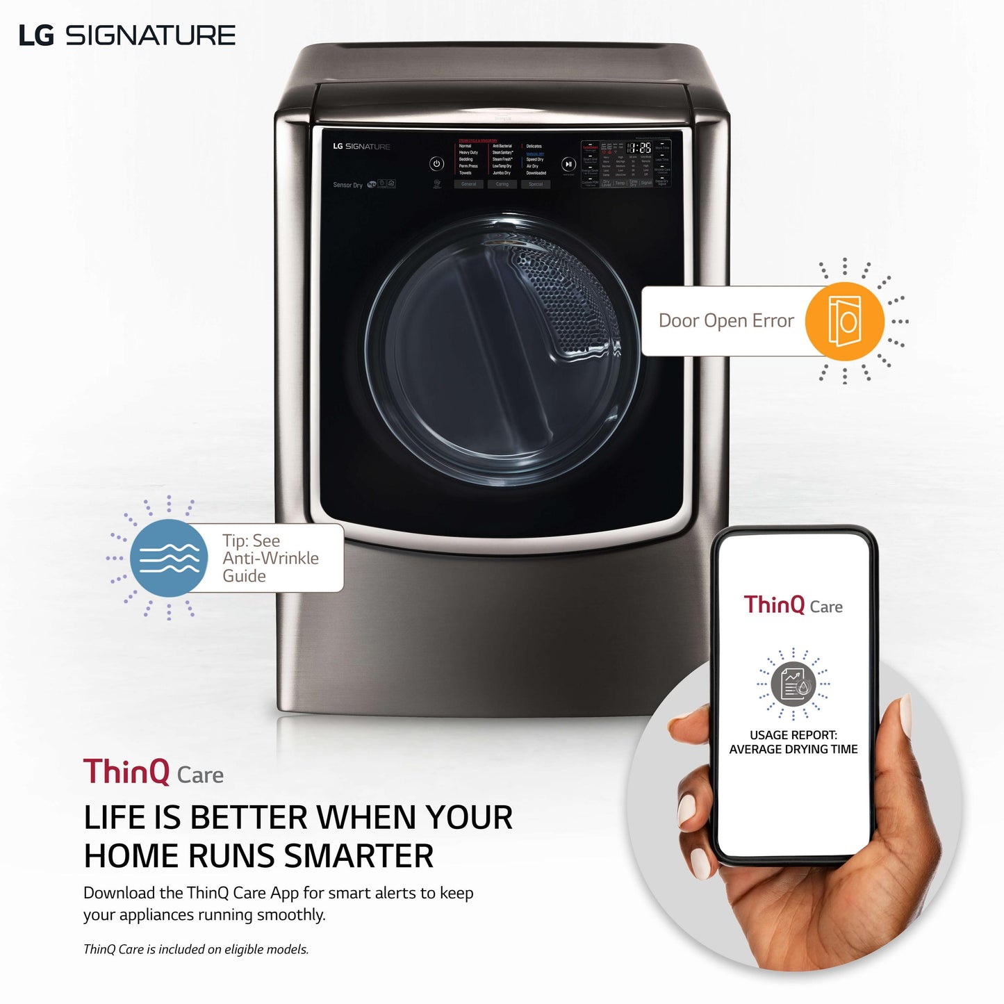 LG DLEX9500K LG Signature: 9.0 MEGA Capacity Turbosteam Electric Dryer