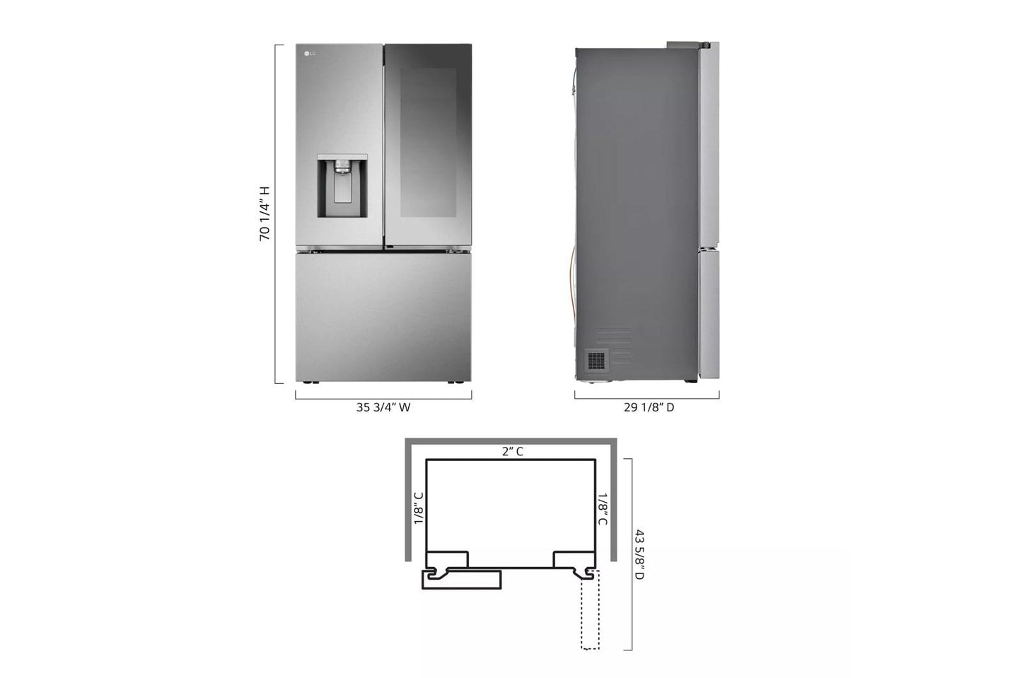 LG LRYKC2606S 26 Cu. Ft. Smart Mirror Instaview Counter-depth Max French D...
