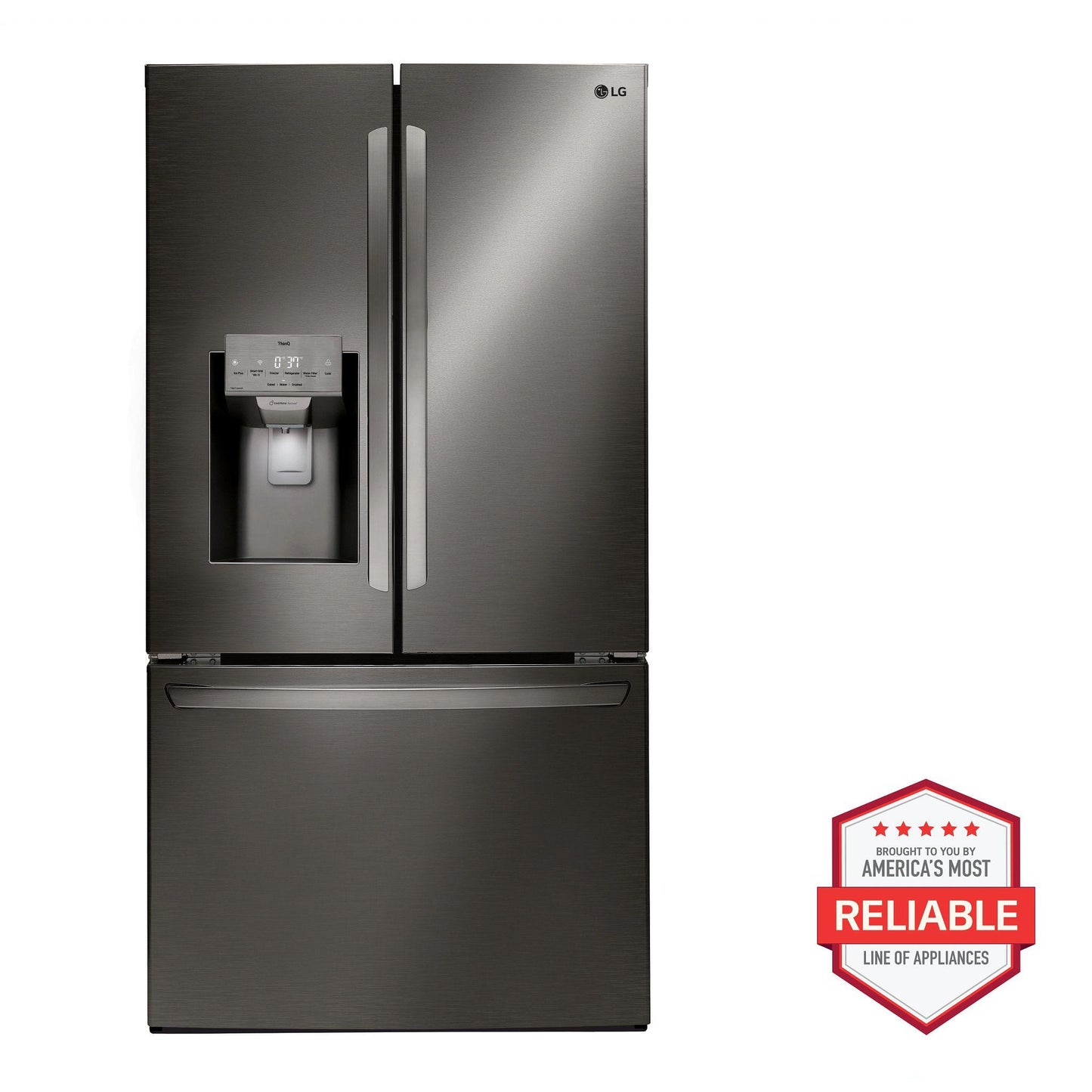 LG LRFS28XBD 28 CU.FT 3 Door French Door, Standard Depth, Ice and Water With SIN...
