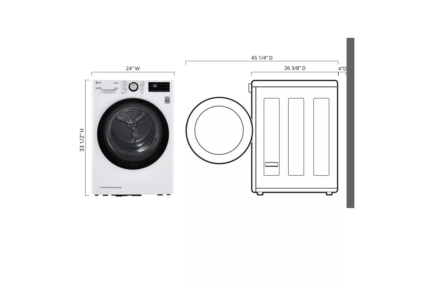 LG DLHC1455W 4.2 CU.FT. Smart Wi-fi Enabled Compact Front Load Dryer With Dual I...