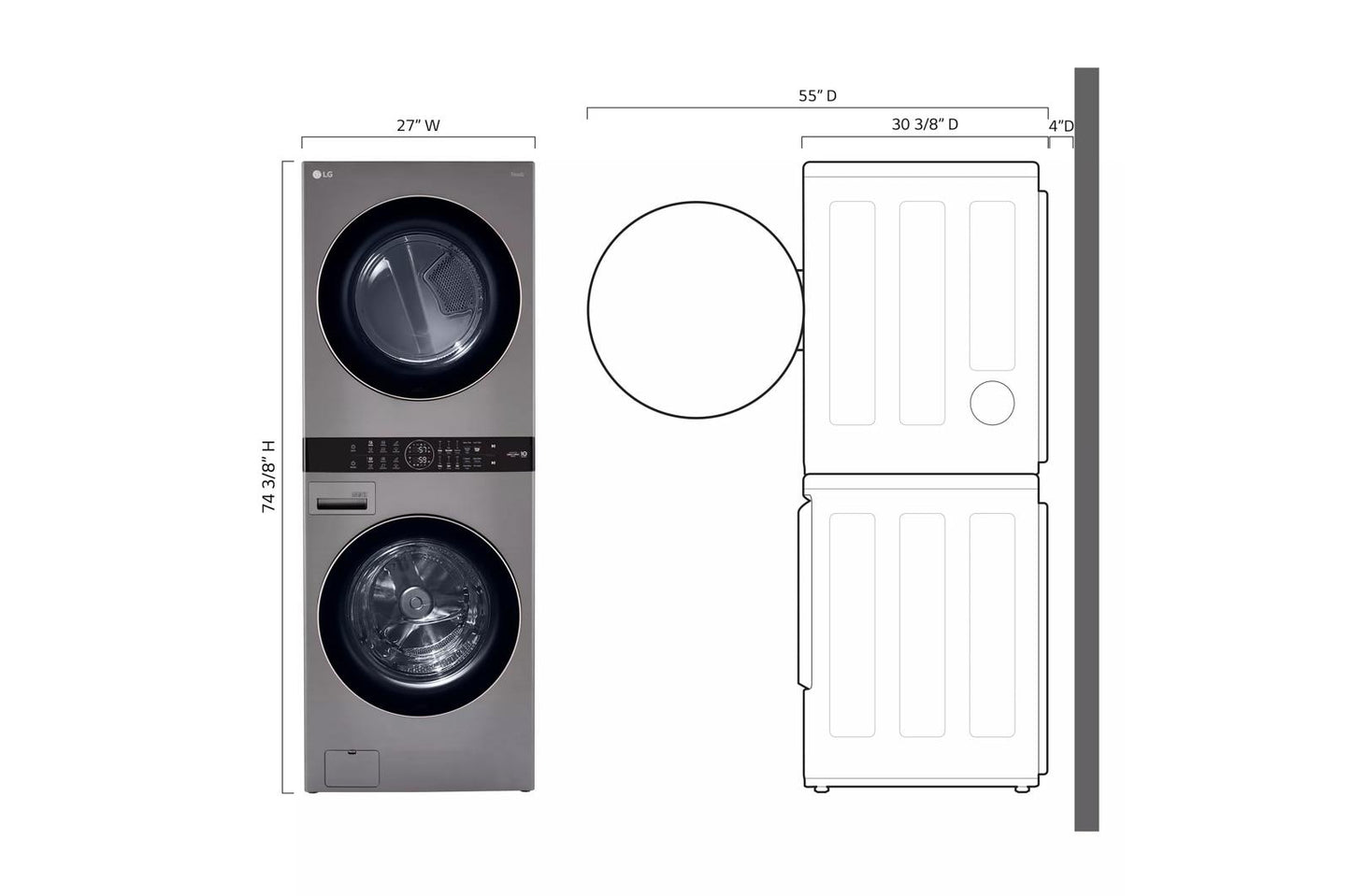 LG WKE100HVA Single Unit Front Load LG Washtower With Center Control 4.5...