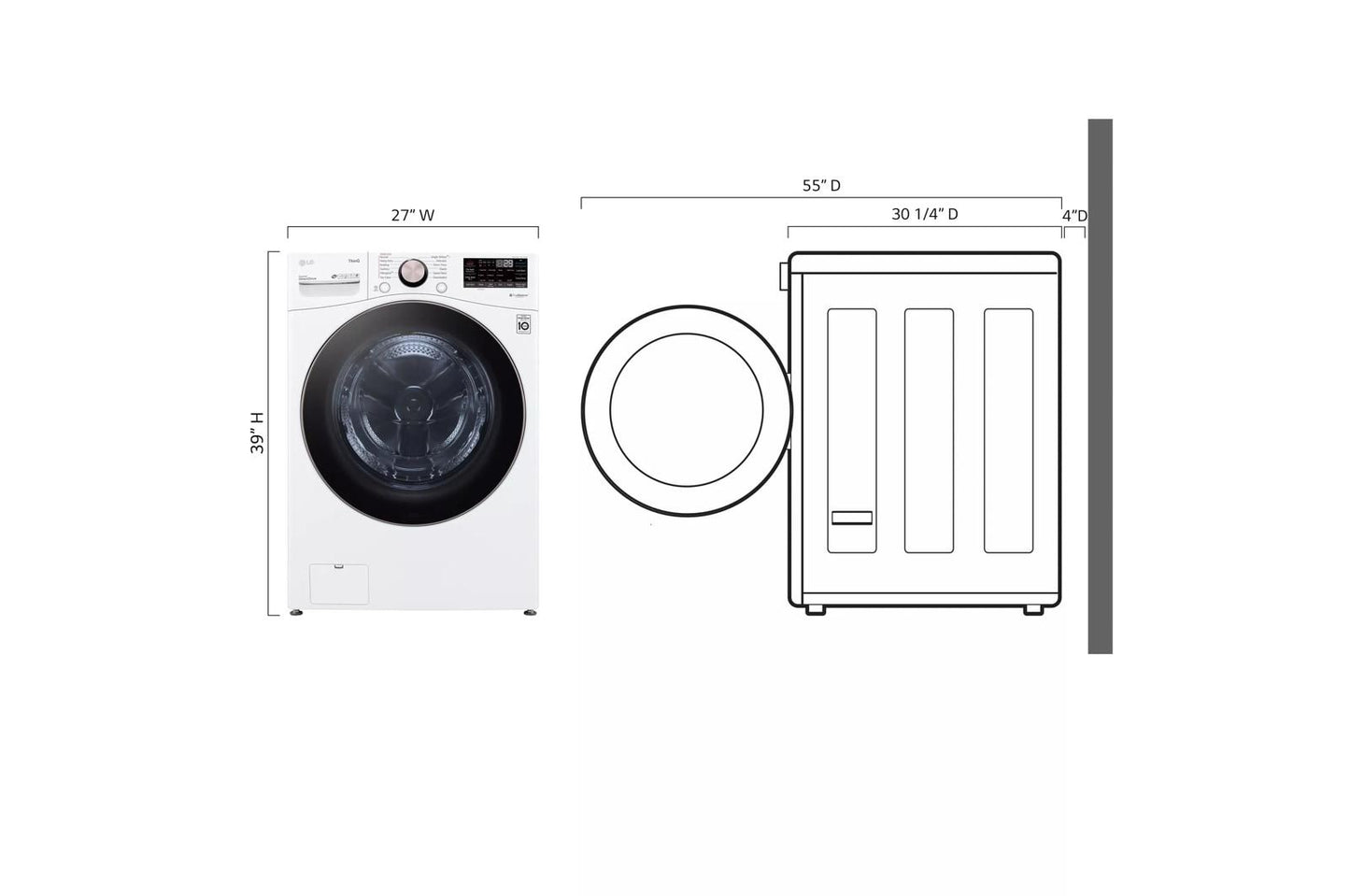 LG WM4000HWA 4.5 Cu. Ft. Ultra Large Capacity Smart Wi-fi Enabled Front Load WAS...