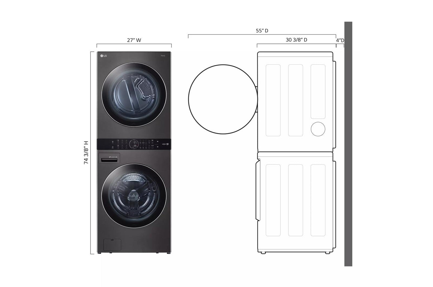 LG WKEX200HBA Single Unit Front Load LG Washtower With Center Control 4.5...