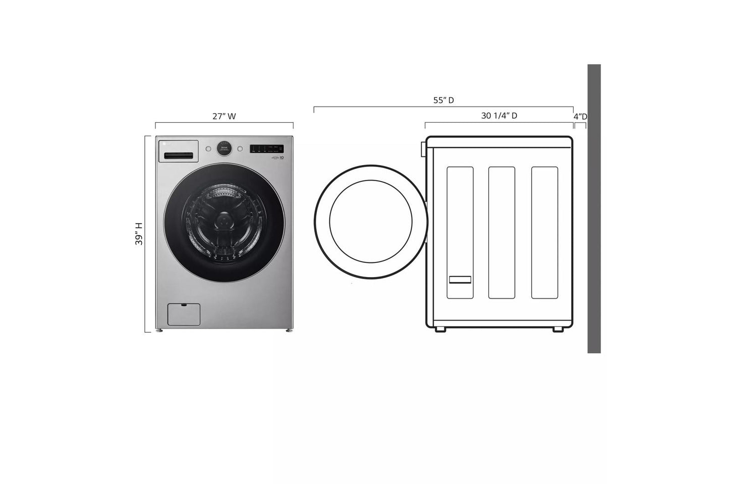 LG WM5700HVA 4.5 CU.FT. Smart Front Load Washer With Turbowash 360, B...