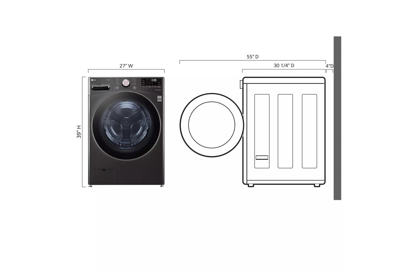 LG WM4000HBA 4.5 Cu. Ft. Ultra Large Capacity Smart Wi-fi Enabled Front Load WAS...