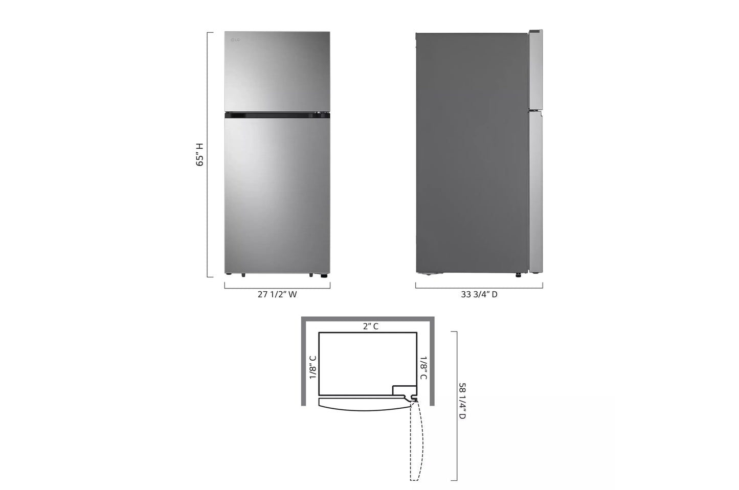 LG LT18S2100S LG 18 CU.FT. Garage Ready Top Freezer Refrigerator