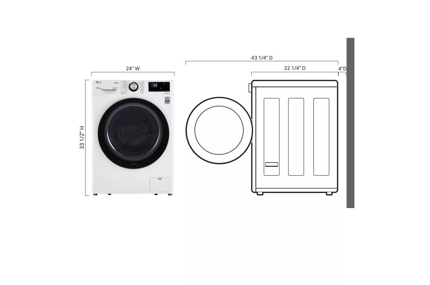 LG WM1455HWA 2.4 CU.FT. Smart Wi-fi Enabled Compact Front Load Washer With BUILT...