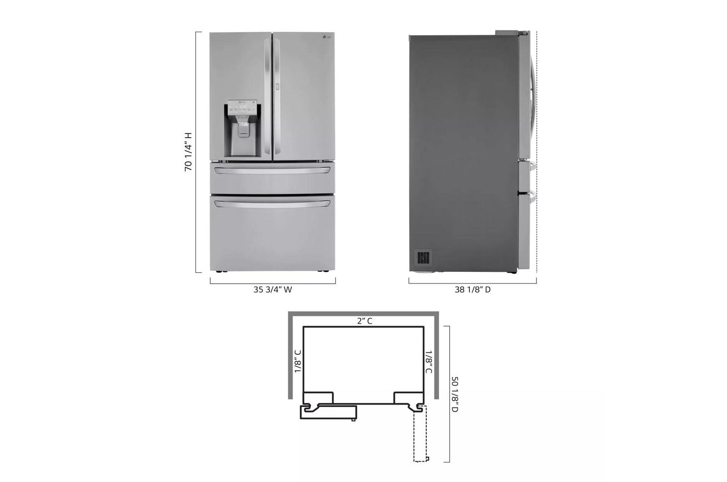 LG LRMDS3006S 30 Cu. Ft. Smart Wi-fi Enabled Refrigerator With Craft Ice Maker