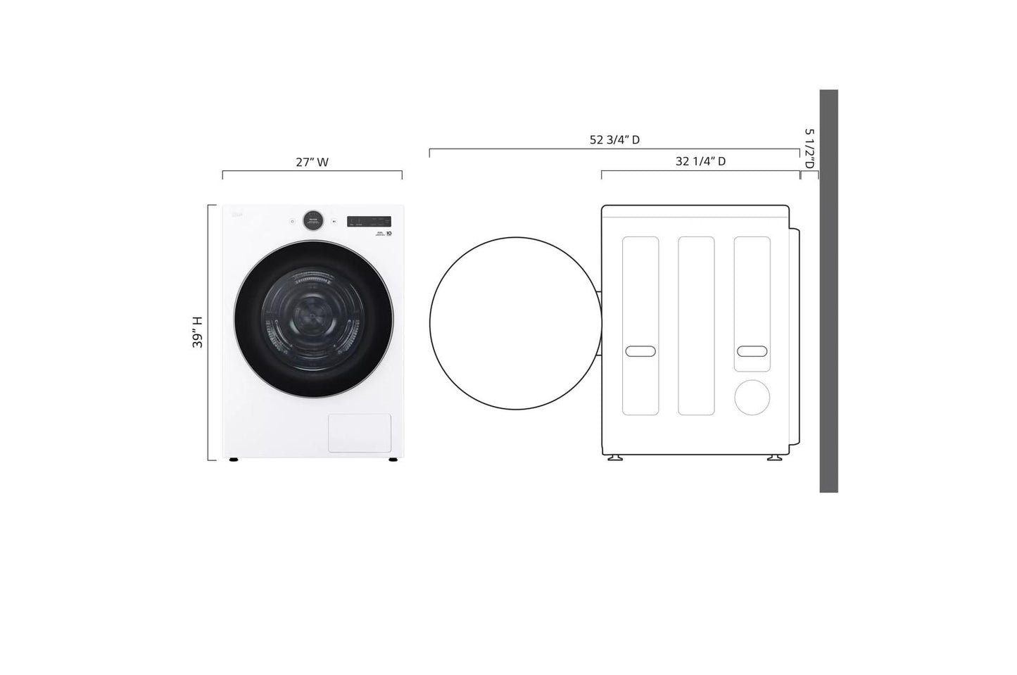 LG DLHC5502W 7.8 Cu. Ft. MEGA Capacity Smart Front Load Dryer With Dual INVERTER...