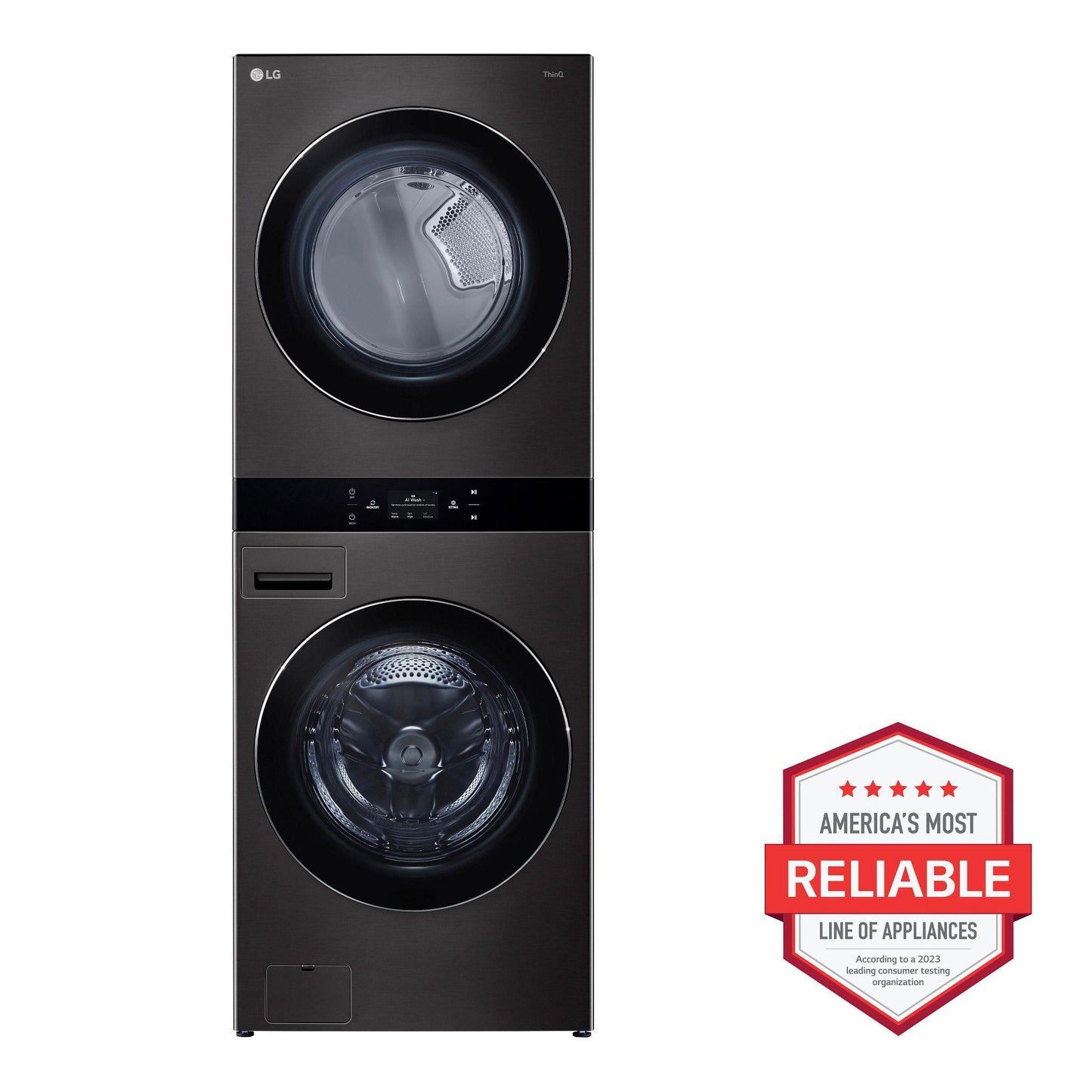 LG WKGX301HBA LG Washtower Smart Front Load 5.0 Cu. Ft. Washer and 7.4 Cu. FT...
