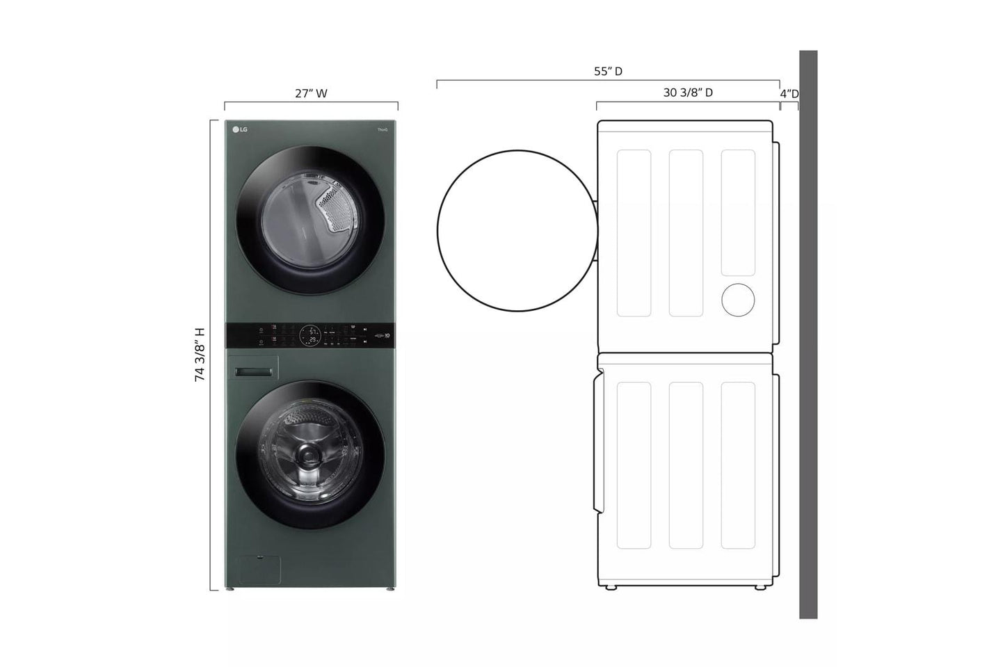 LG WKEX200HGA Single Unit Front Load LG Washtower With Center Control 4.5...