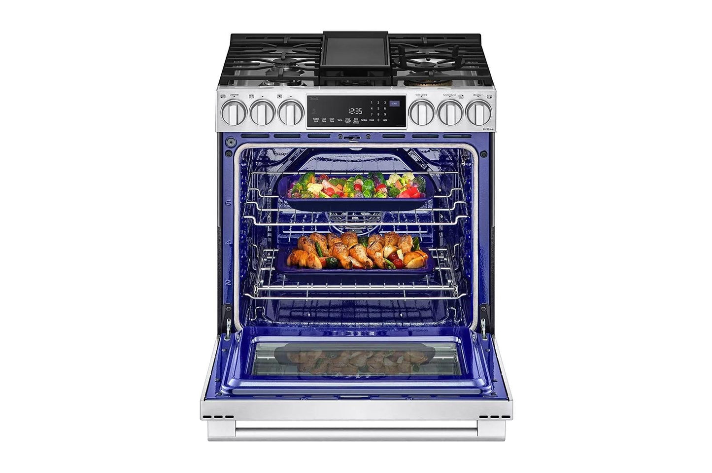 LG LSGS6338F LG Studio 6.3 Cu. Ft. Instaview Gas Slide-in Range With Probake ...