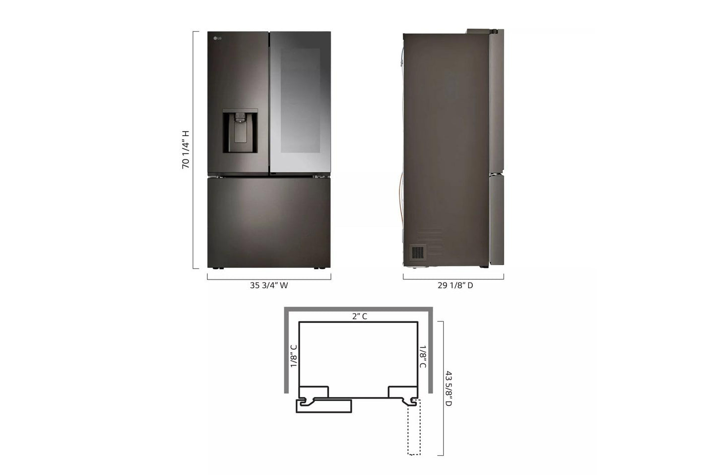 LG LRYKC2606D 26 Cu. Ft. Smart Mirror Instaview Counter-depth Max French D...