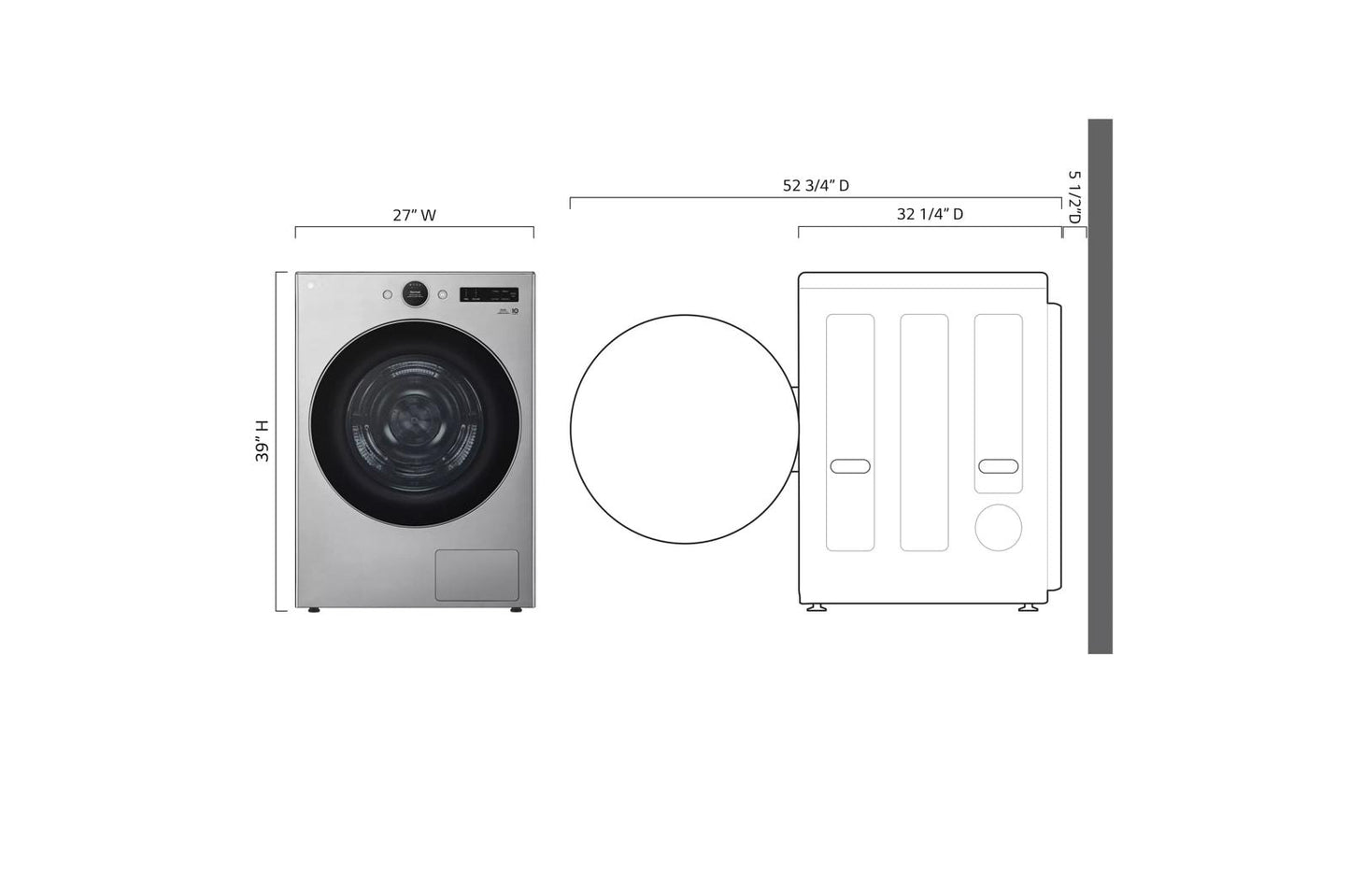 LG DLHC5502V 7.8 Cu. Ft. MEGA Capacity Smart Front Load Dryer With Dual INVERTER...