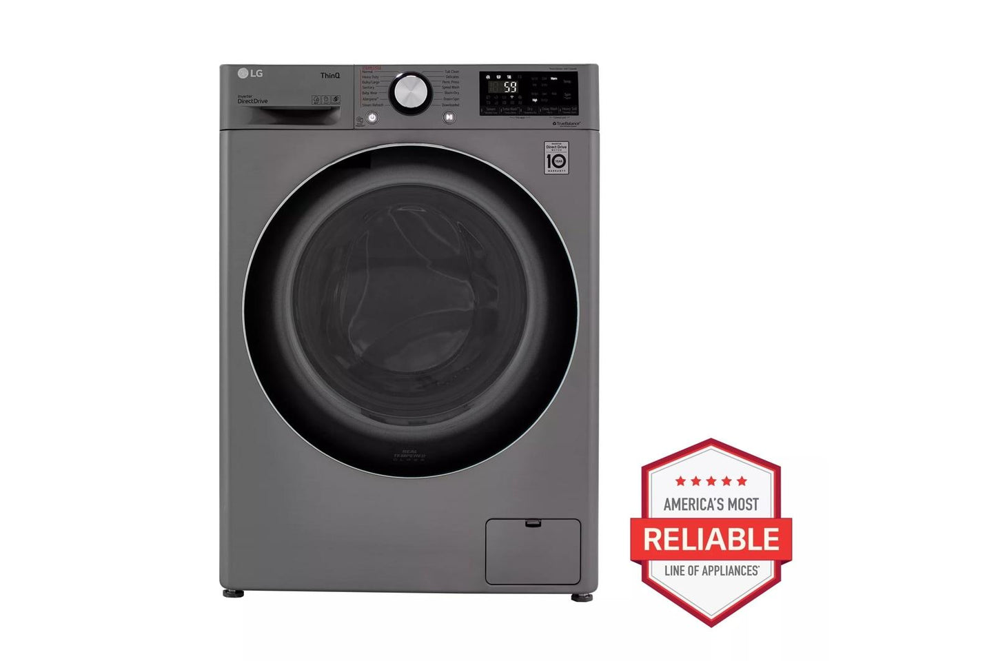 LG WM3555HVA 2.4 CU.FT. Smart Wi-fi Enabled Compact Front Load All-in-one WASHER...