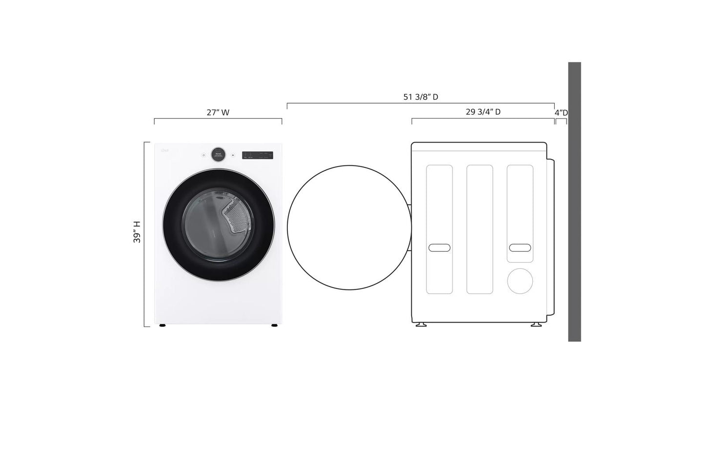 LG DLGX5501W 7.4 Cu. Ft. Ultra Large Capacity Smart Front Load Gas Energy Star D...