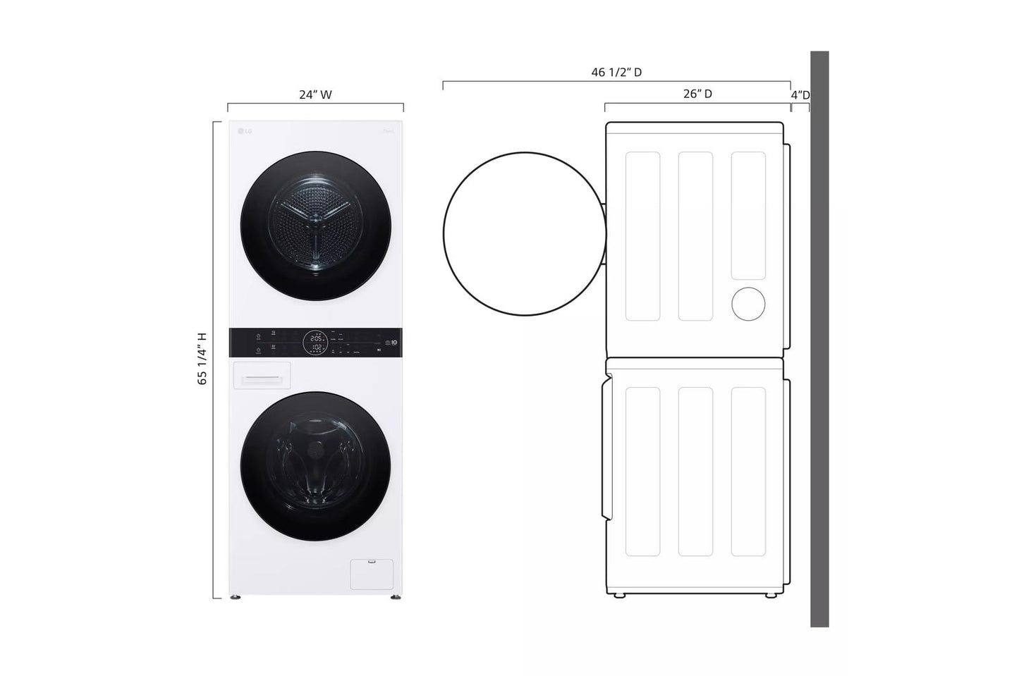 LG WKHC152HWA Compact Single Unit LG Washtower With Center Control 2.4 CU...
