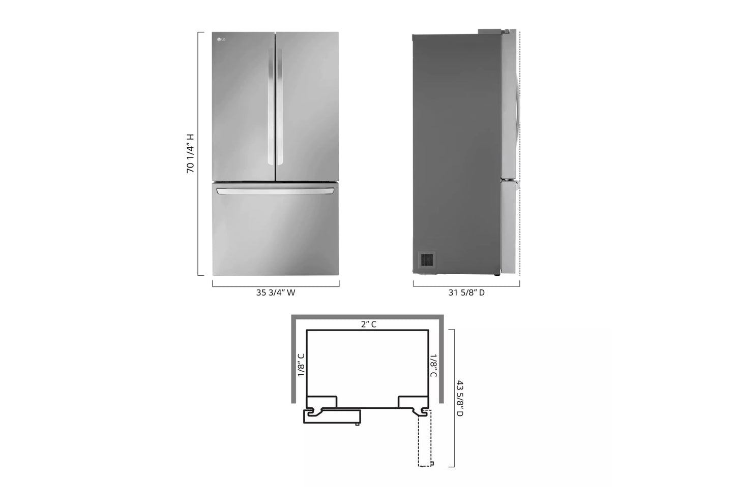 LG LRFLC2706S LG 27 Cu. Ft. Smart Counter-depth Refrigerator