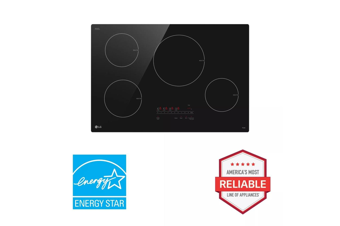 LG CBIH3013BE LG 30"" Smart Induction Cooktop With Ultraheat 4.3KW Element