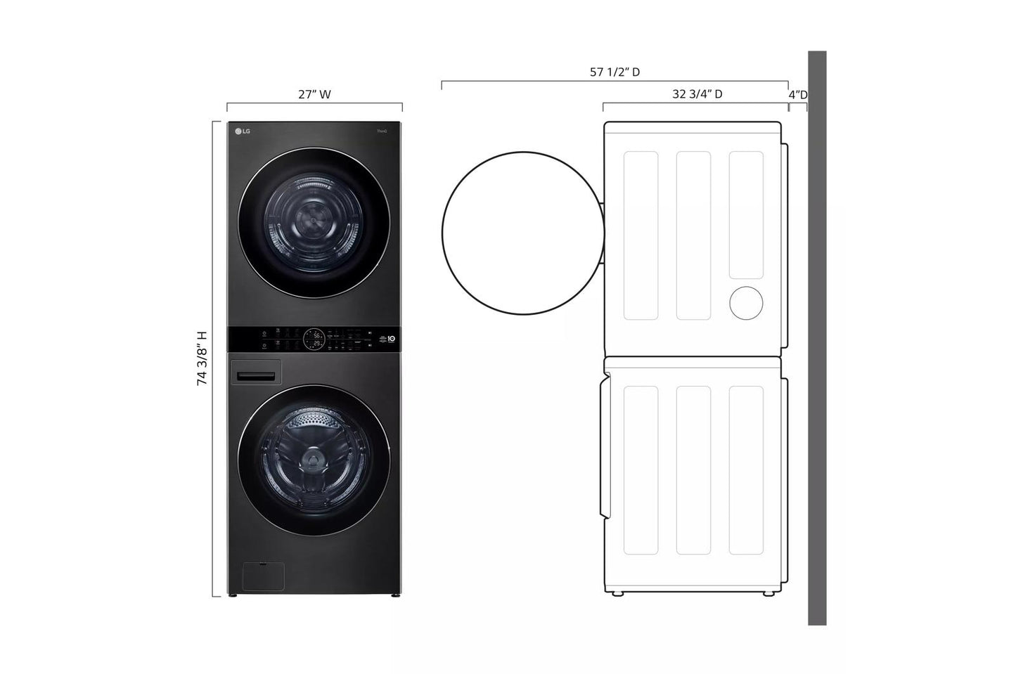 LG WKHC252HBA Single Unit LG Washtower With Center Control