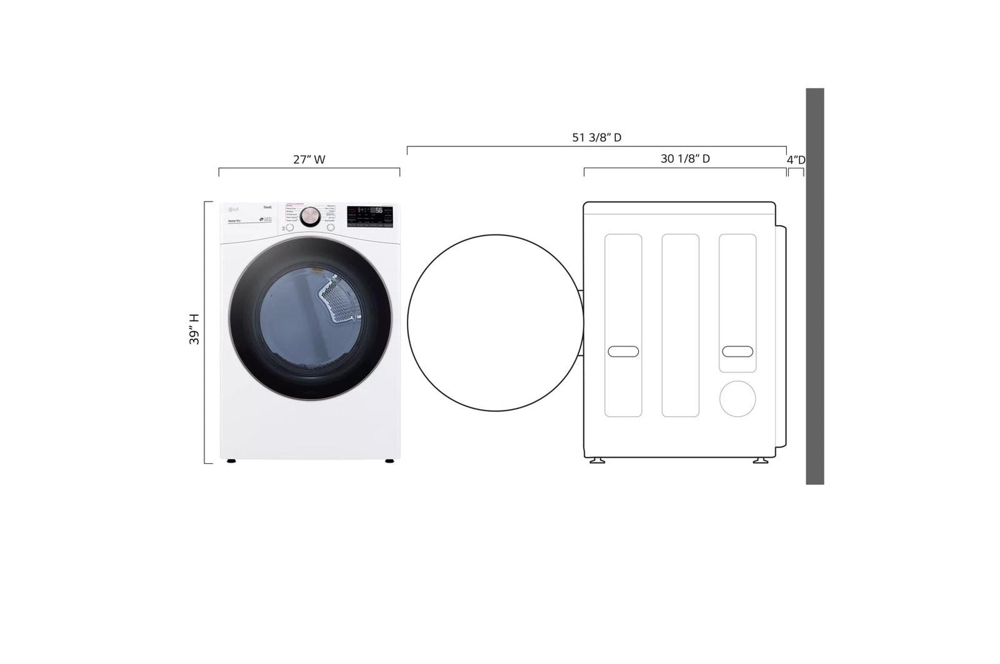 LG DLEX4000W 7.4 Cu. Ft. Ultra Large Capacity Smart Wi-fi Enabled Front Load ELE...