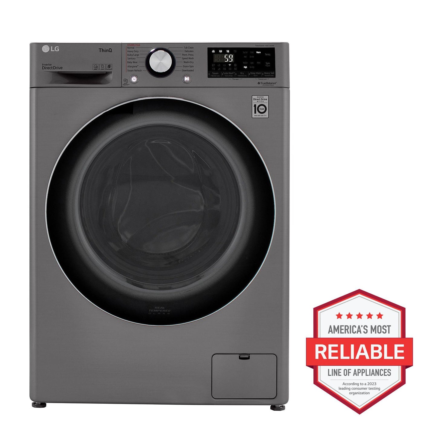 LG WM3555HVA 2.4 CU.FT. Smart Wi-fi Enabled Compact Front Load All-in-one WASHER...