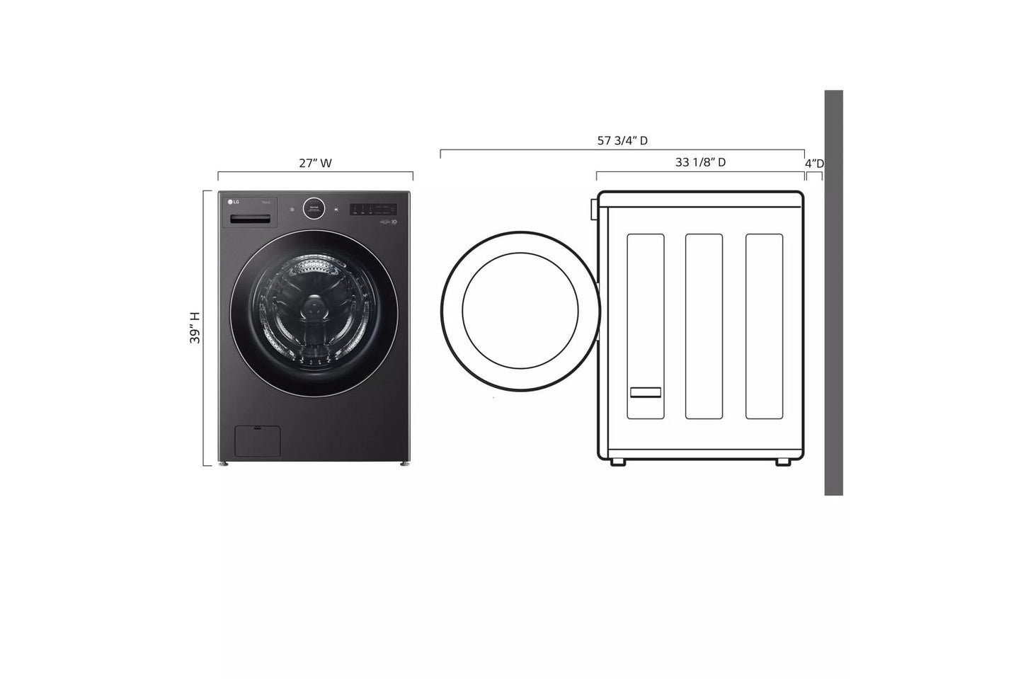 LG WM6700HBA 5.0 Cu. Ft. MEGA Capacity Smart Wi-fi Enabled Front Load Washer WIT...