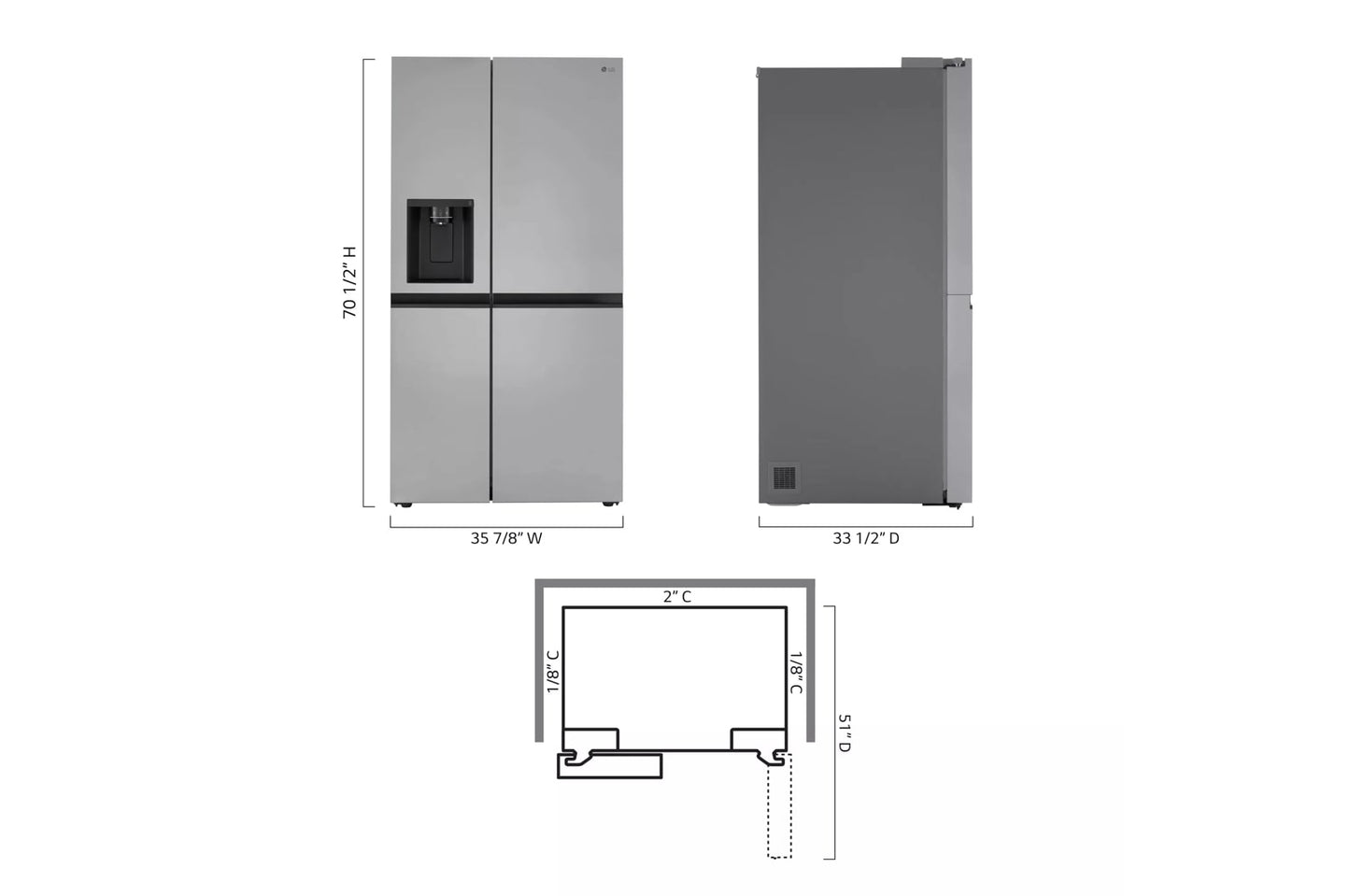 LG LRSXS2706S 27 Cu. Ft. Side-by-side Refrigerator With Smooth Touch Ice Dispenser