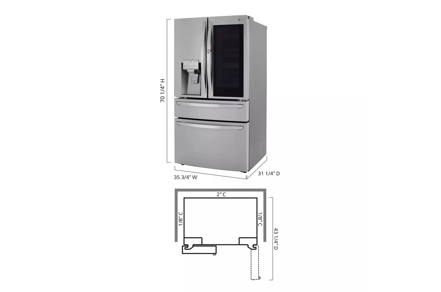 LG LRMVC2306S 23 Cu. Ft. Smart Wi-fi Enabled Instaview Door-in-door COUNTE...