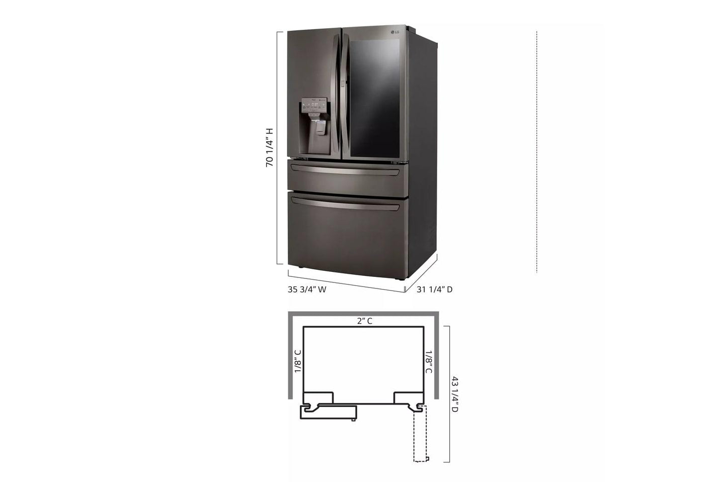 LG LRMVC2306D 23 Cu. Ft. Smart Wi-fi Enabled Instaview Door-in-door COUNTE...