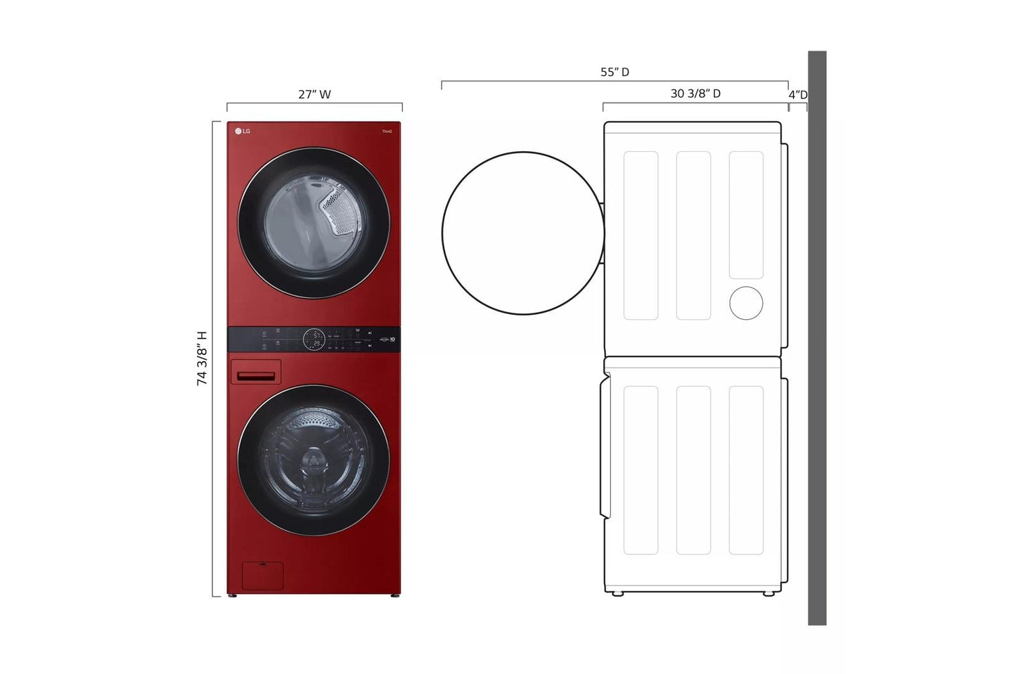 LG WKGX201HRA Single Unit Front Load LG Washtower With Center Control 4.5...