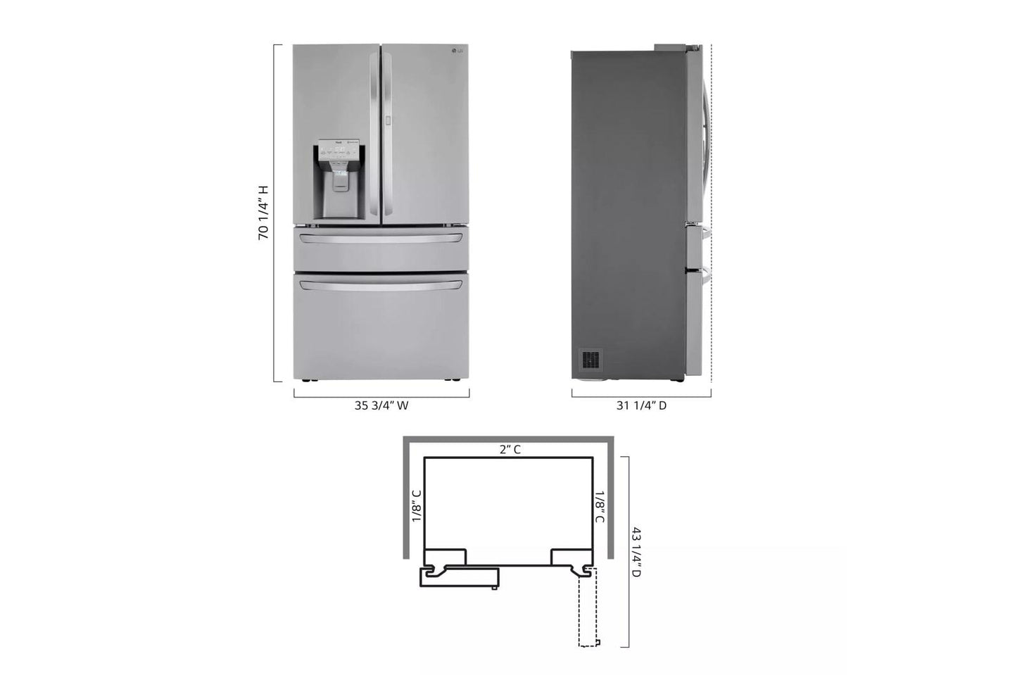 LG LRMDC2306S 23 Cu. Ft. Smart Wi-fi Enabled Counter-depth Refrigerator With CRAF...
