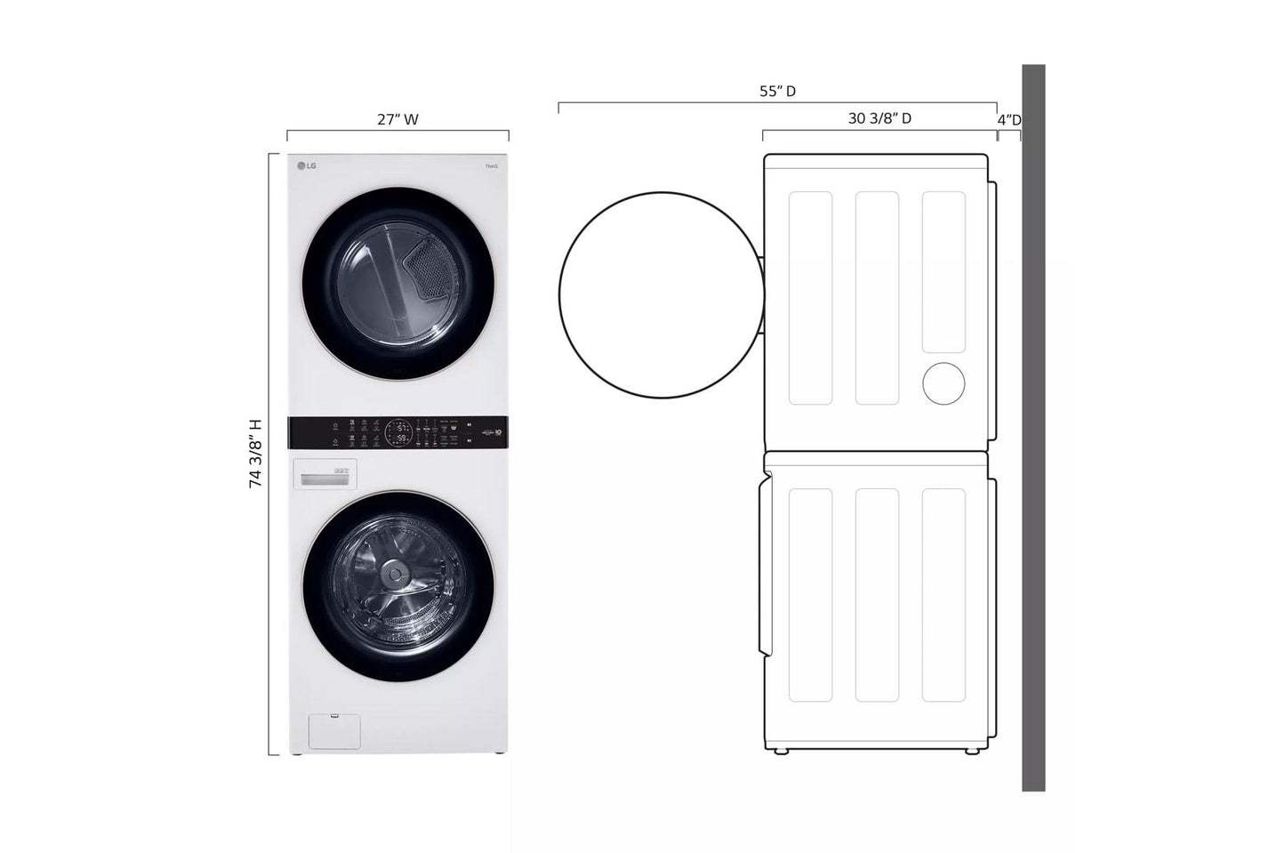 LG WKG101HWA Single Unit Front Load LG Washtower With Center Control 4.5...