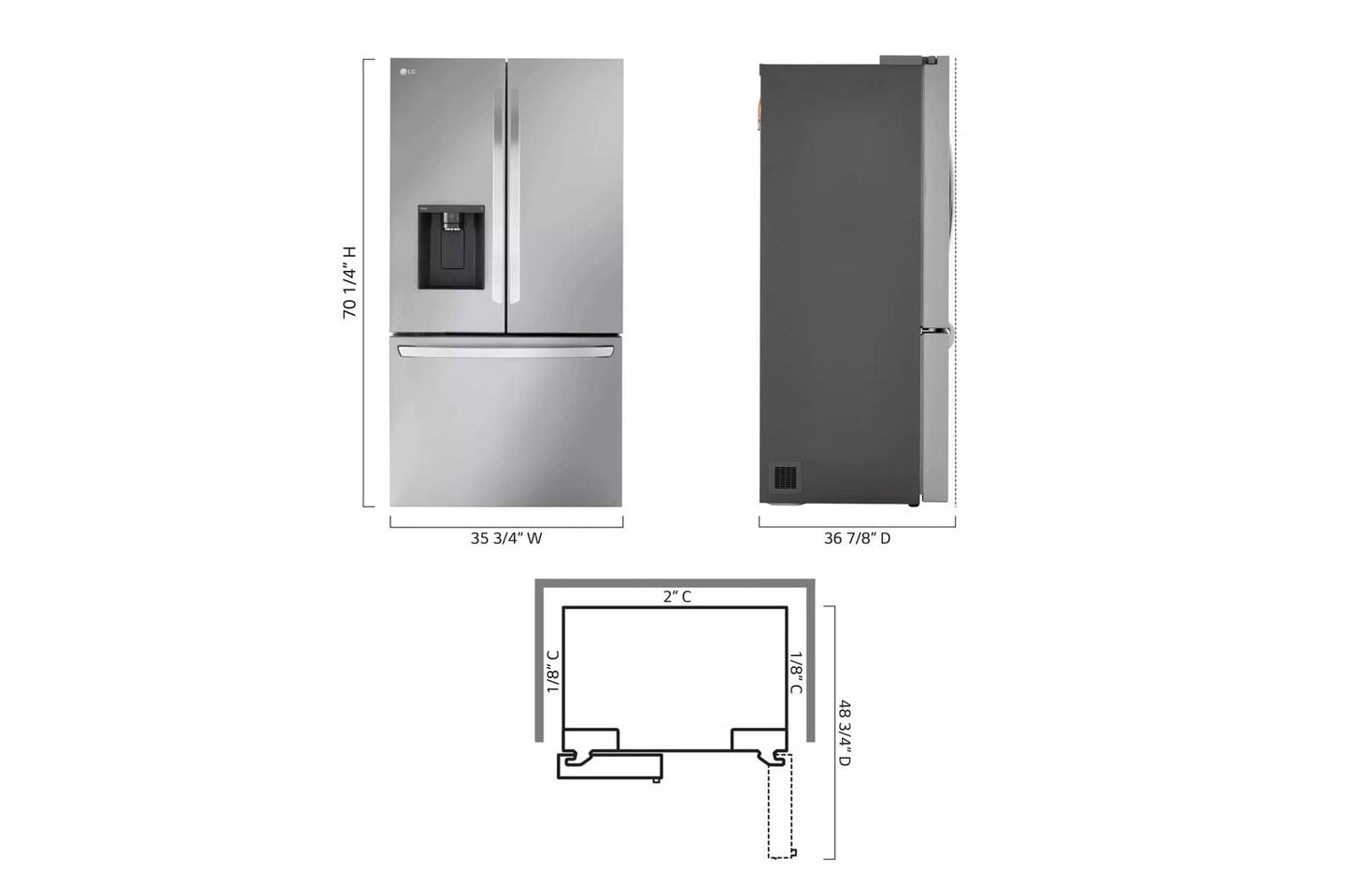 LG LRFXS3106S 31 Cu. Ft. Smart Standard-depth Max French Door Refrigerator WI...