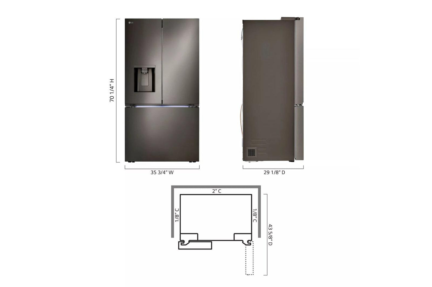 LG LRYXC2606D 26 Cu. Ft. Smart Counter-depth Max French Door Refrigerator WIT...