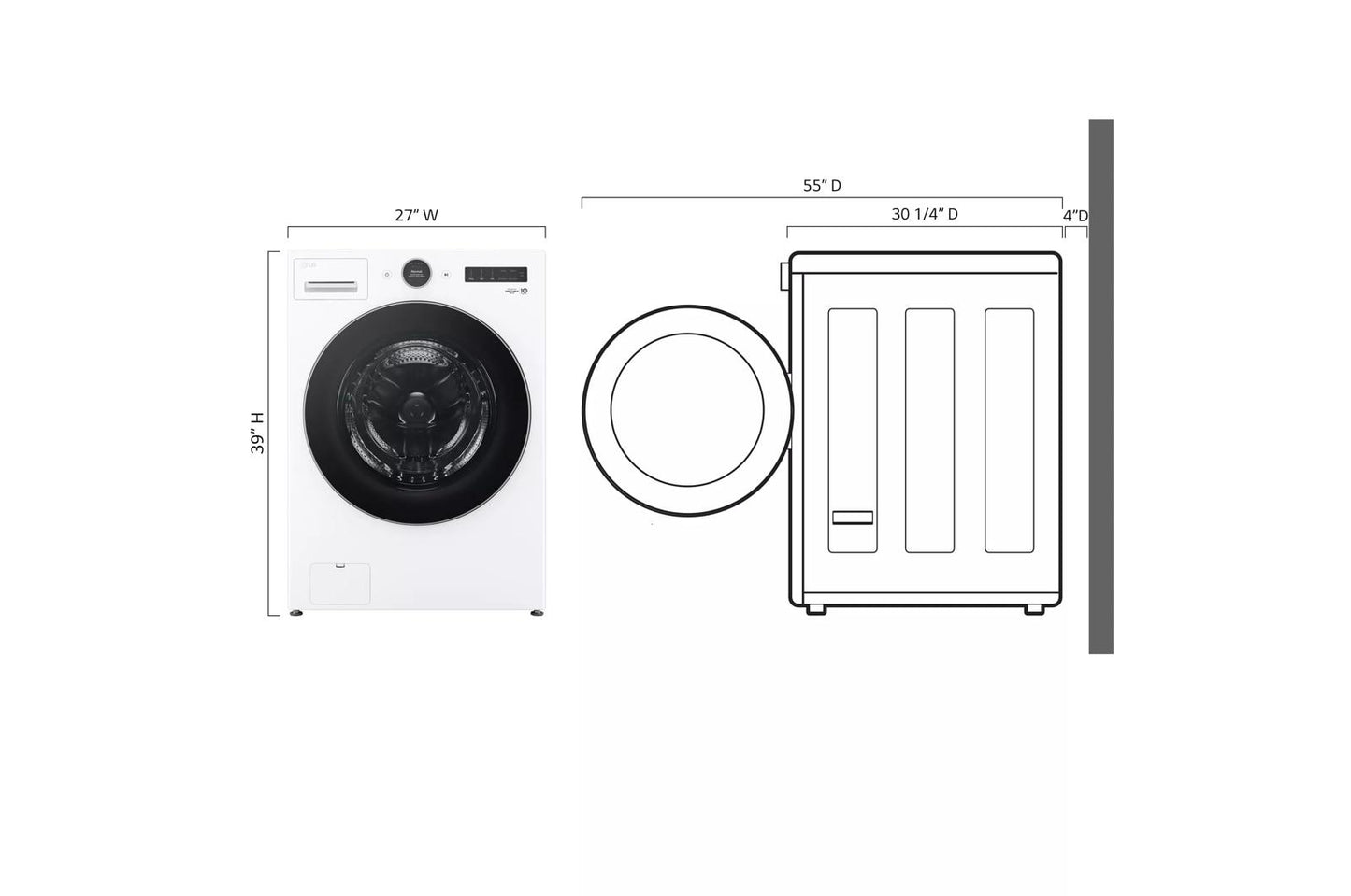 LG WM5500HWA 5.0 Cu. Ft. MEGA Capacity Smart Front Load Energy Star Washer With ...