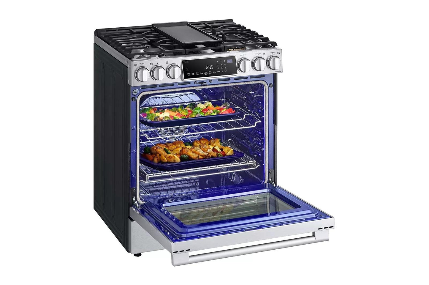 LG LSGS6338F LG Studio 6.3 Cu. Ft. Instaview Gas Slide-in Range With Probake ...