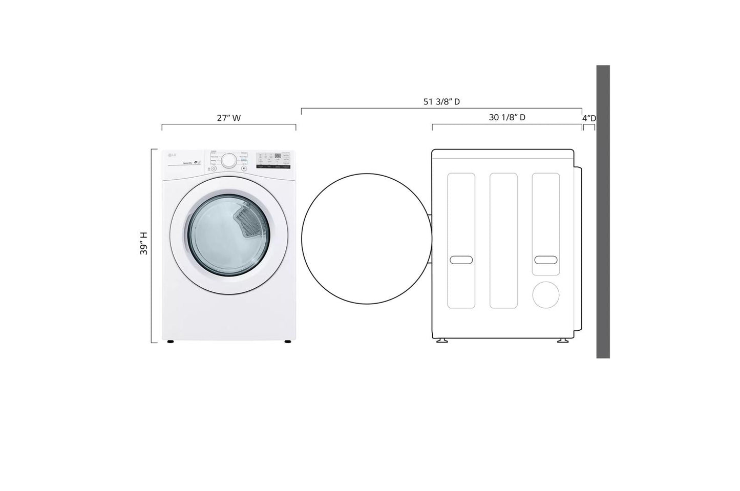 LG DLE3470W LG 7.4 Cu. Ft. Ultra Large Capacity Electric Dryer