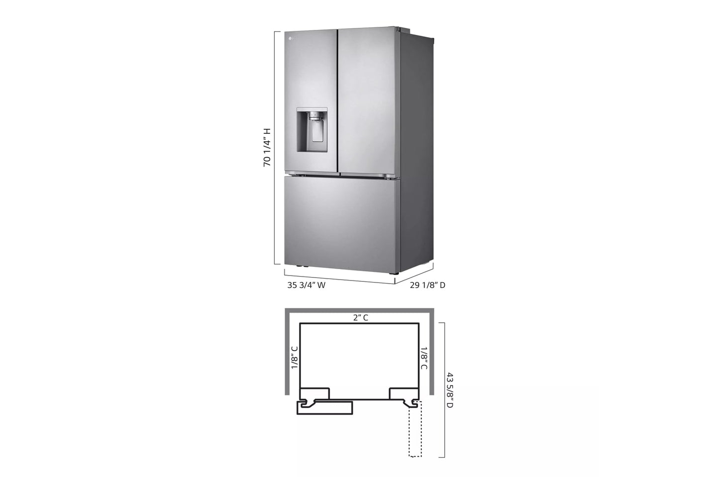 LG LRYXC2606S 26 Cu. Ft. Smart Counter-depth Max French Door Refrigerator WIT...