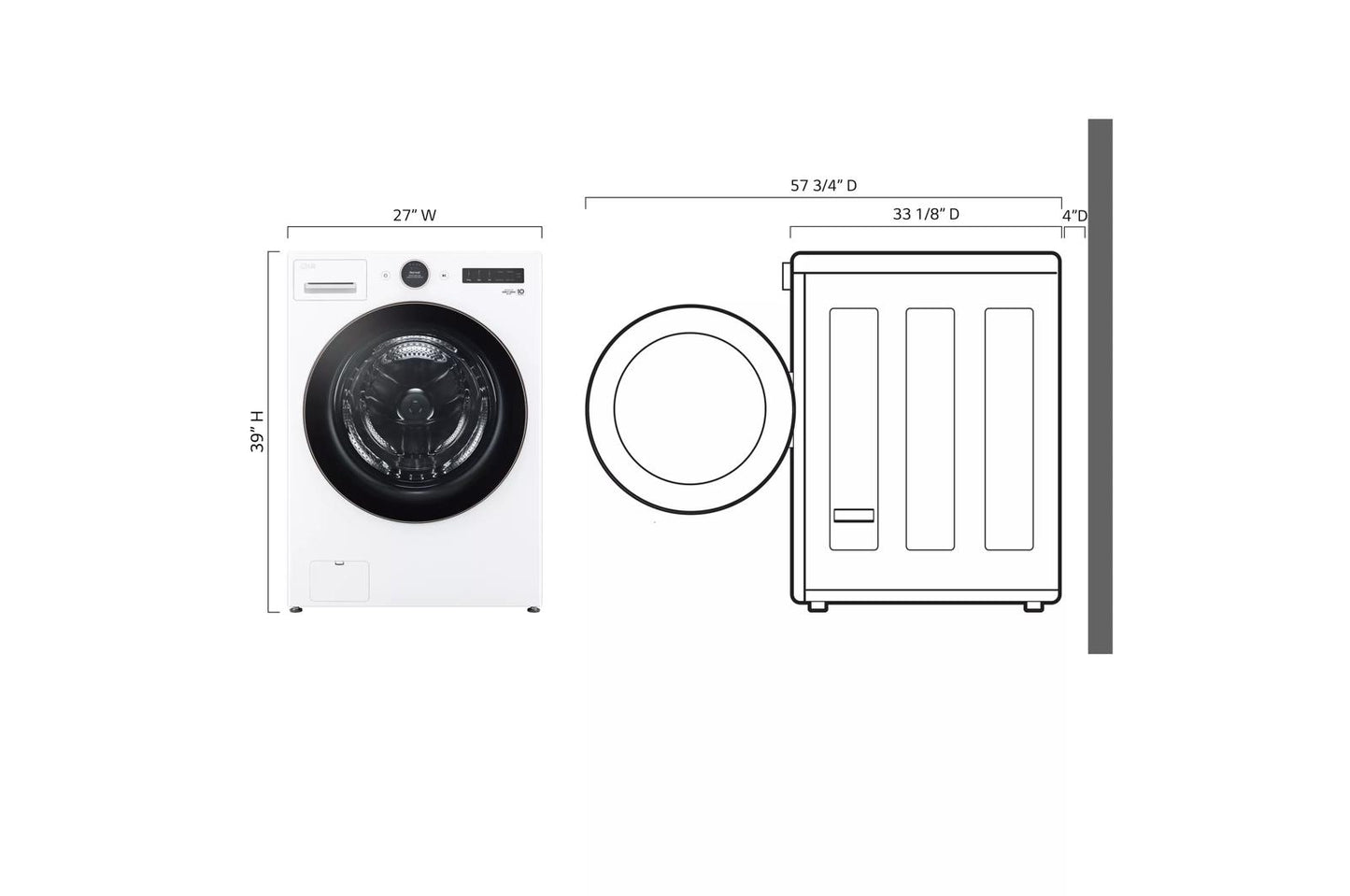 LG WM6500HWA 5.0 Cu. Ft. MEGA Capacity Smart Front Load Energy Star Washer With ...