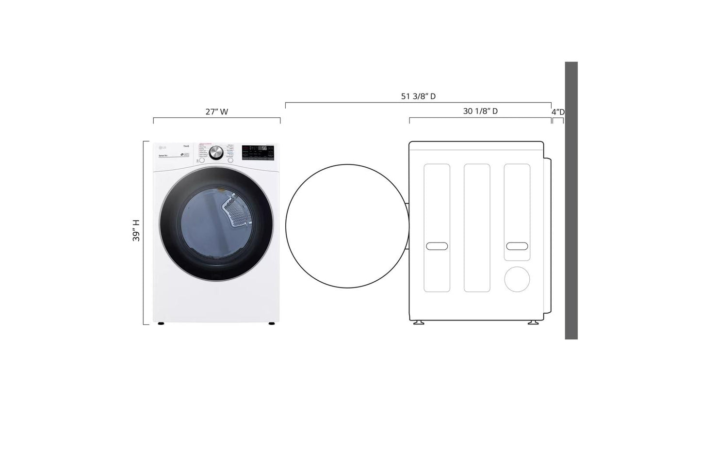 LG DLEX4200W 7.4 Cu. Ft. Ultra Large Capacity Smart Wi-fi Enabled Front Load DRY...