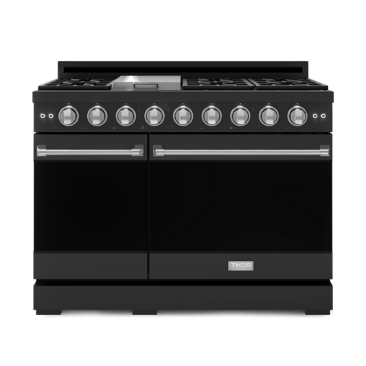 THOR KITCHEN RSG48EBSS 48 Inch Professional Gas Range With Tilt Panel Touch Control In BLA...