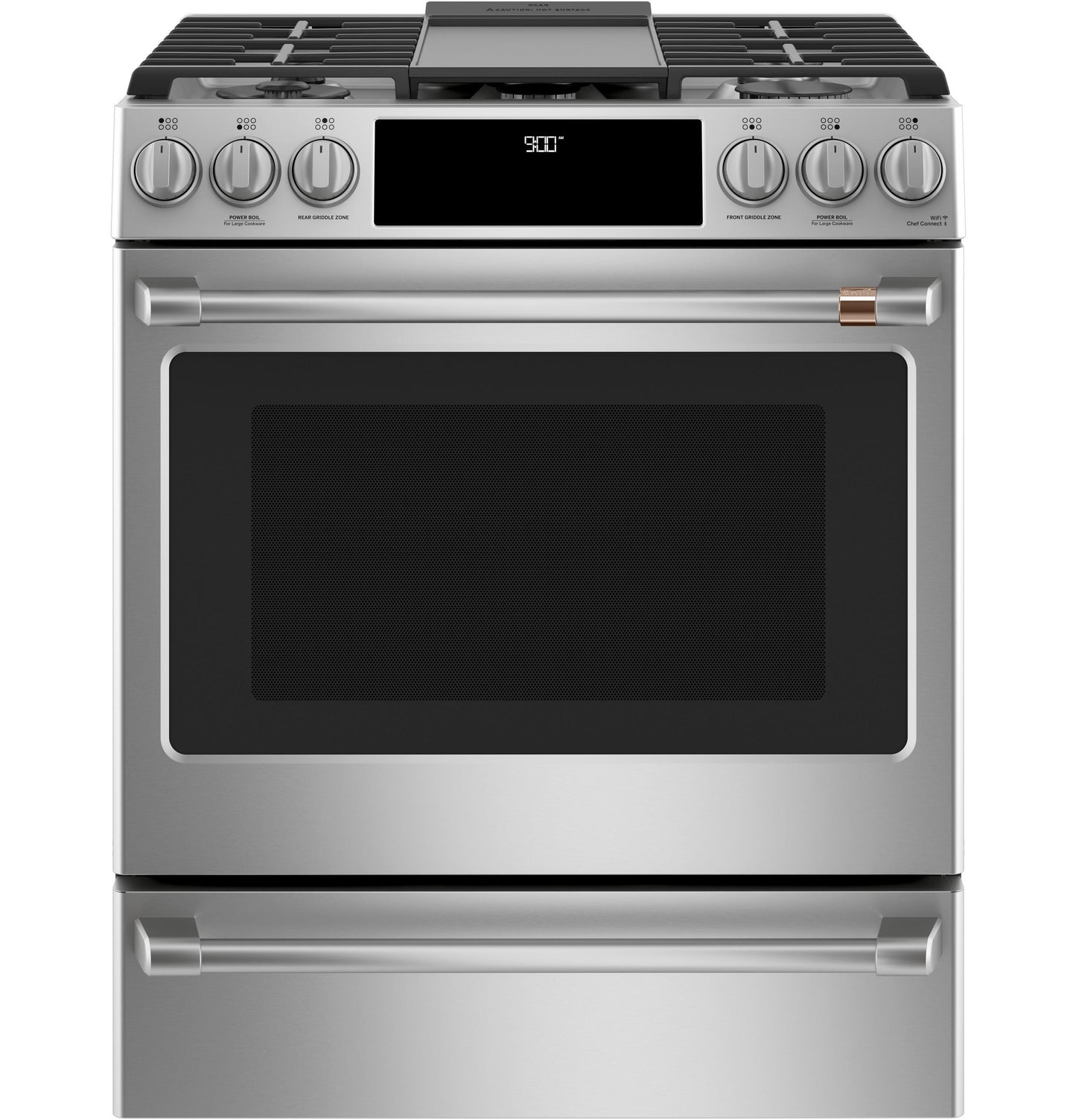CAFE C2S900P2MS1 Cafe 30"" Slide-in Front Control Dual-fuel Convection Range WI...